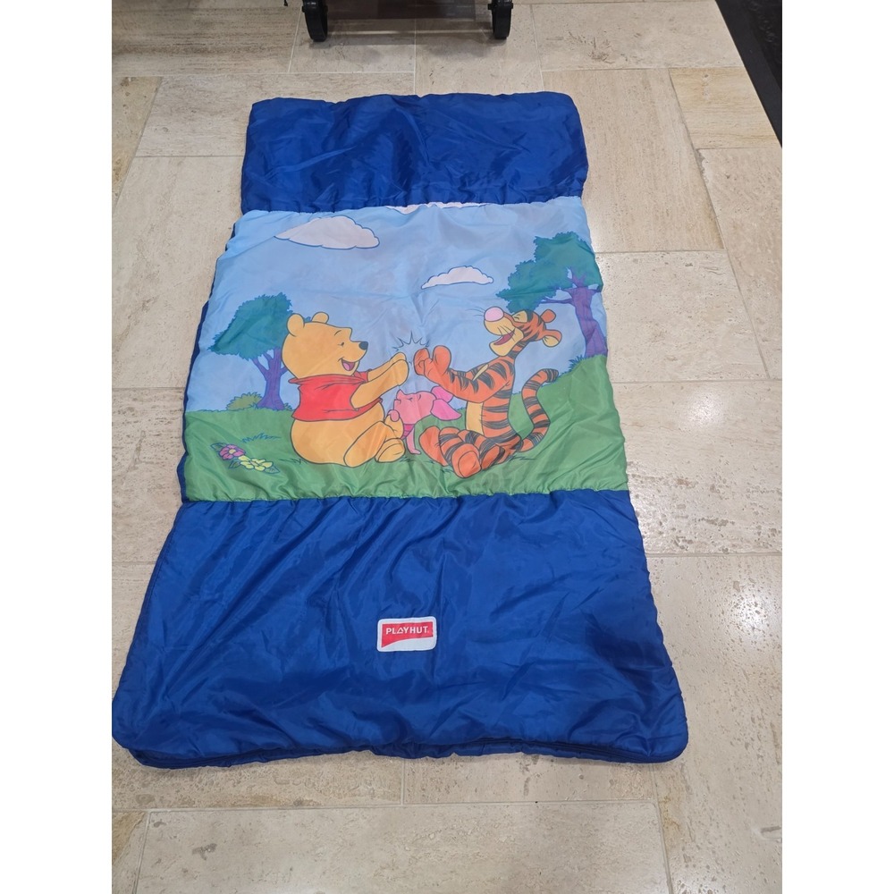 Vtg Winnie the‎ Pooh Tigger Kids Sleeping Bag Camping Sleepovers Fabric 52x29